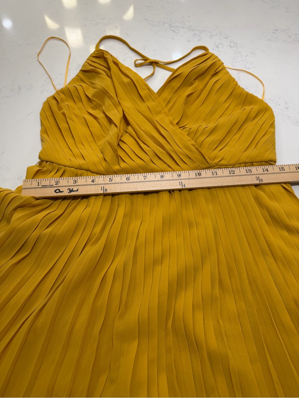 Miss Avenue Mustard Yellow Spaghetti-Strap Wrap Mini Dress - Picture 9 of 10